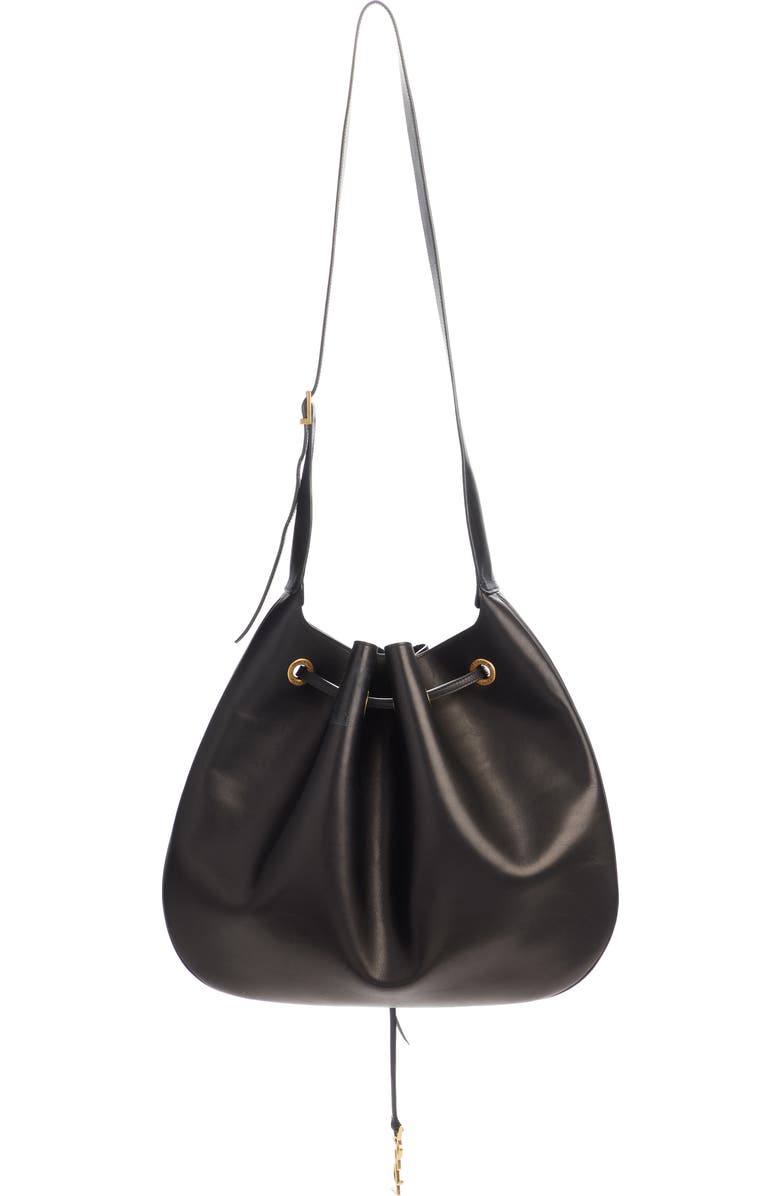 Saint Laurent Paris VII Flat Leather Hobo Bag, Alternate, color,