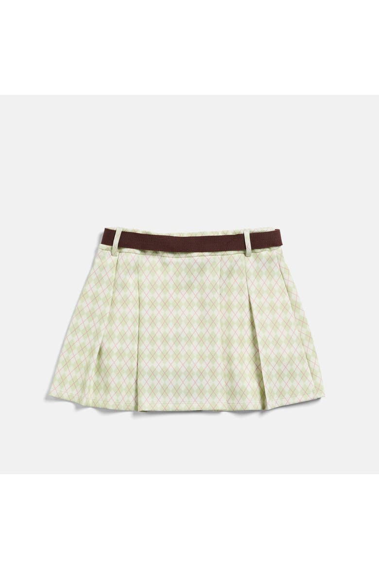 Argyle Pleated Golf Skirt, Alternate, color, Cream/Sage