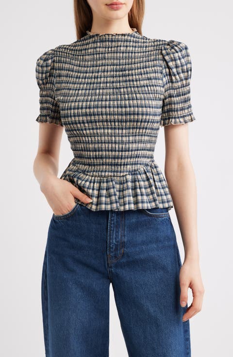 Aggie Smocked Ruffle Hem Top