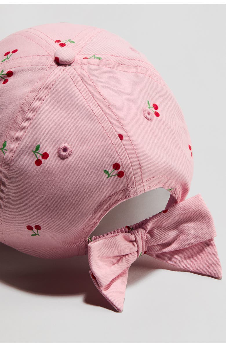 H&M Bow-detail Cotton Cap, Alternate, color, Pink/Cherries