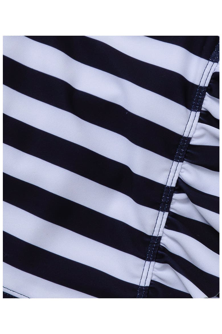 Girls Chlorine Resistant Ruffle Tankini Swimsuit Set, Alternate, color, Deep Sea Navy Stripes