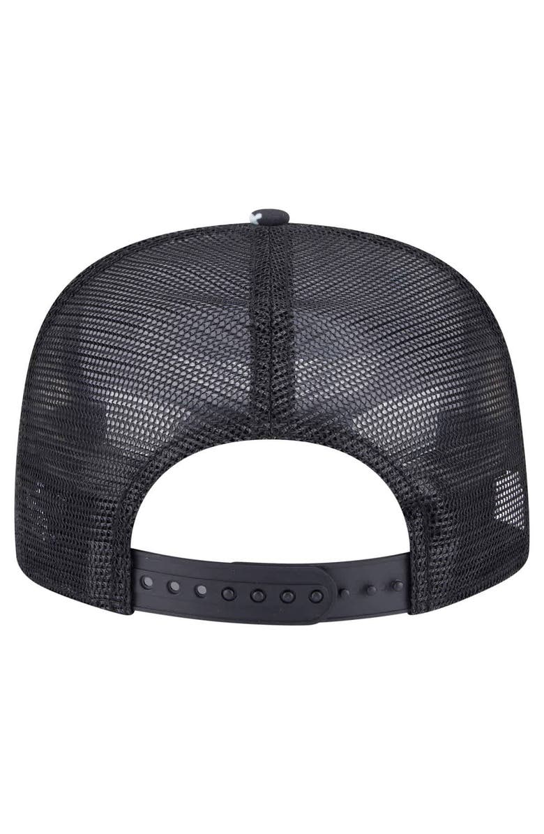 New Era Men's New Era Black Miami Marlins Adventure Pattern Golfer Trucker Snapback Hat, Alternate, color, Black