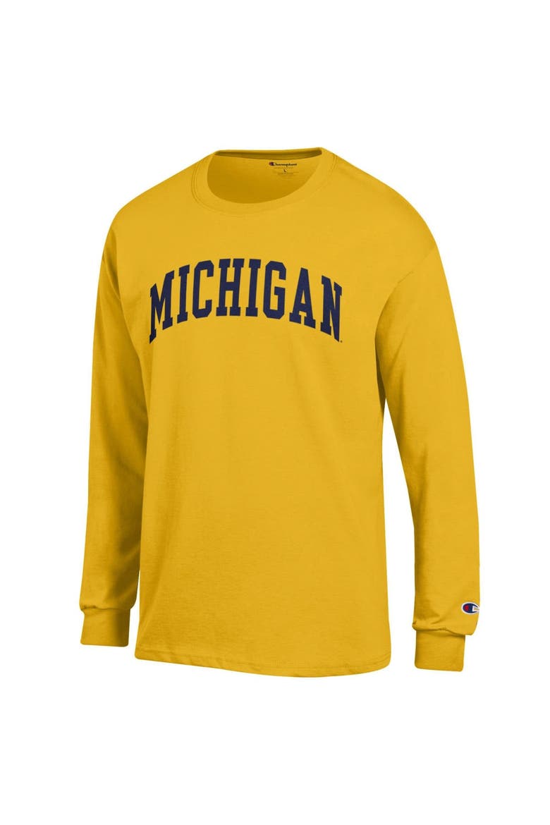 Men's Champion  Maize Michigan Wolverines Basic Arch Long Sleeve T-Shirt, Alternate, color, Maize