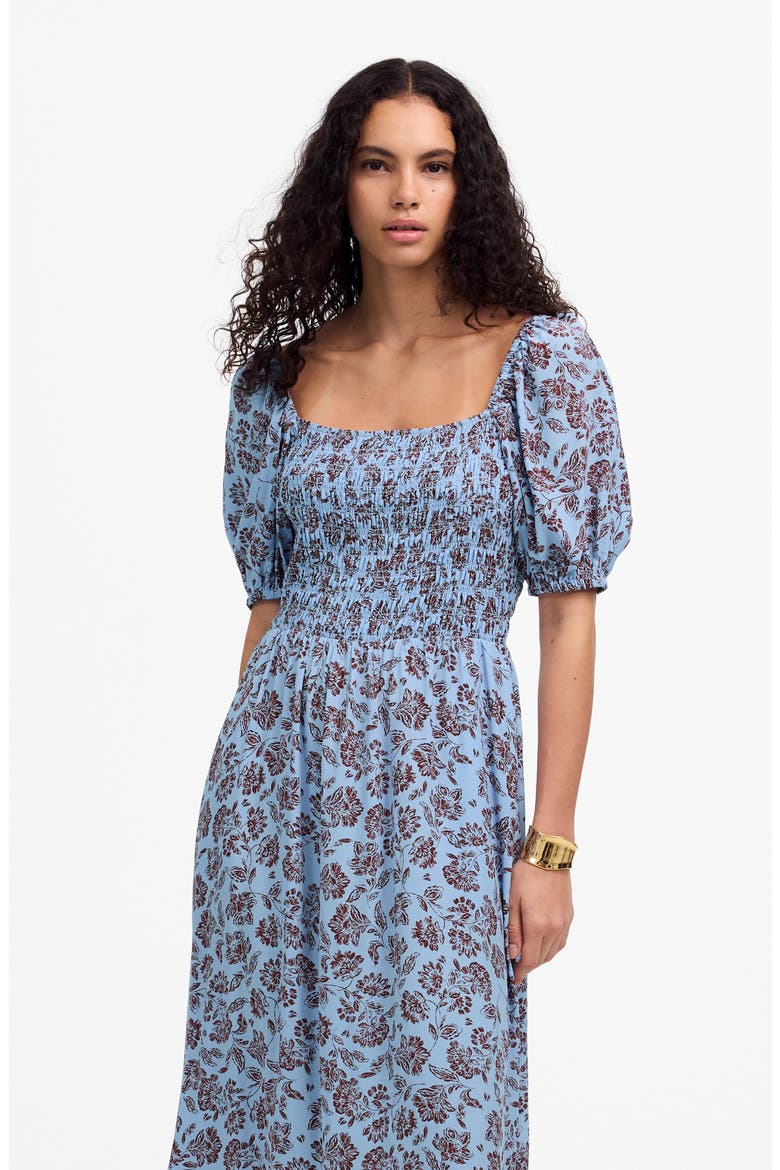 Floral Smocked Puff Sleeve Dress, Alternate, color, SAYLOR FLORAL LIGHT POOL