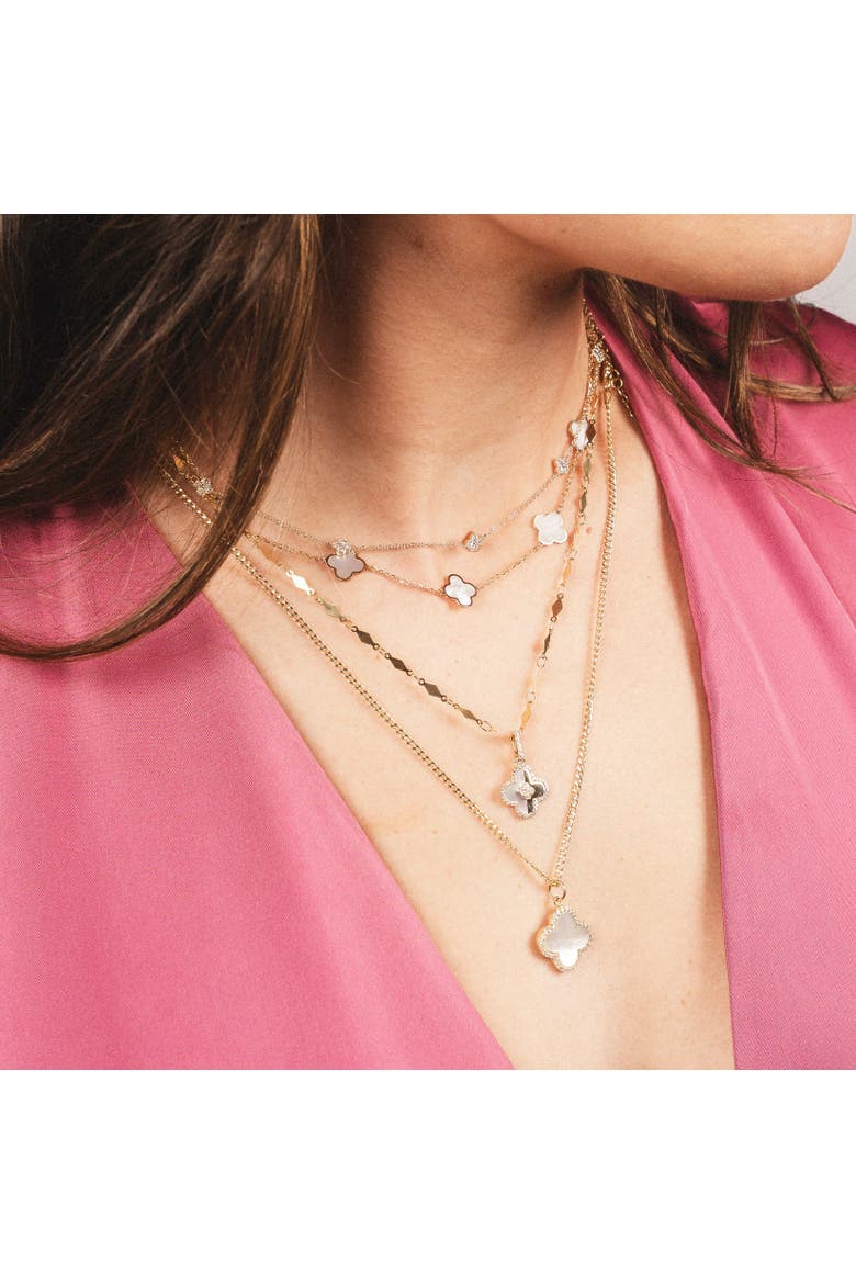 Small Mother of Pearl Clover Necklace, Alternate, color, Mother of Pearl