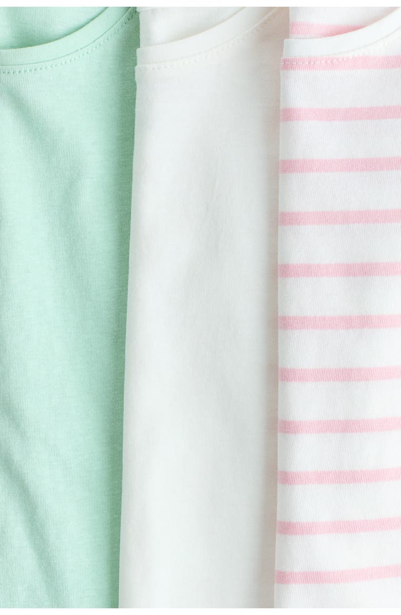 H&M 3-pack Flutter-sleeved Tops, Alternate, color, Turquoise/Striped