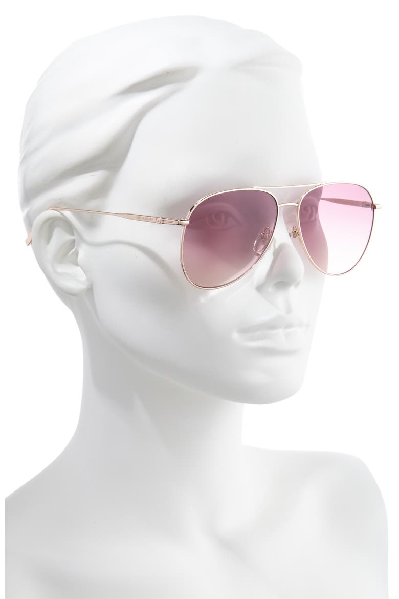 Classic 59mm Gradient Aviator Sunglasses, Alternate, color, ROSE GOLD