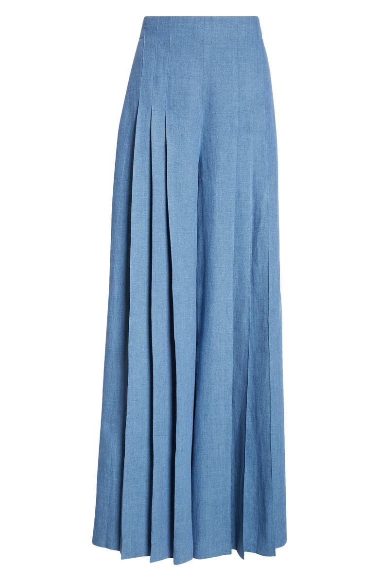 Akris Miyuki Wide Leg Pleated Linen Gabardine Pants, Alternate, color,