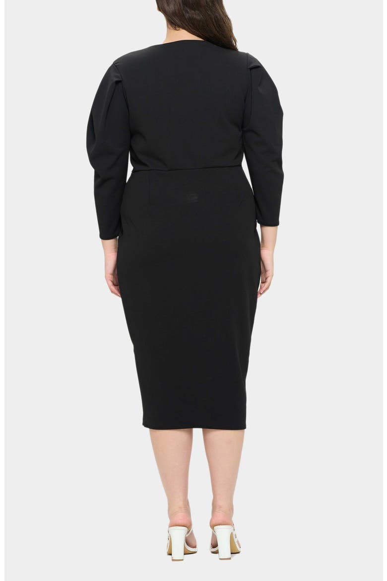 Boa Pleated Stretch Dress, Alternate, color, BLACK