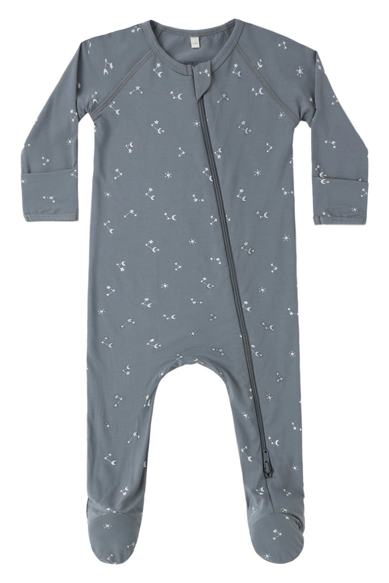 Starlight Print Zip Footie, Main, color, OCEAN