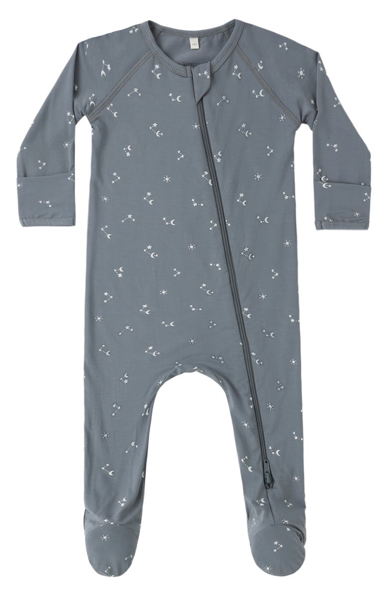 QUINCY MAE Starlight Print Zip Footie, Main, color, Ocean