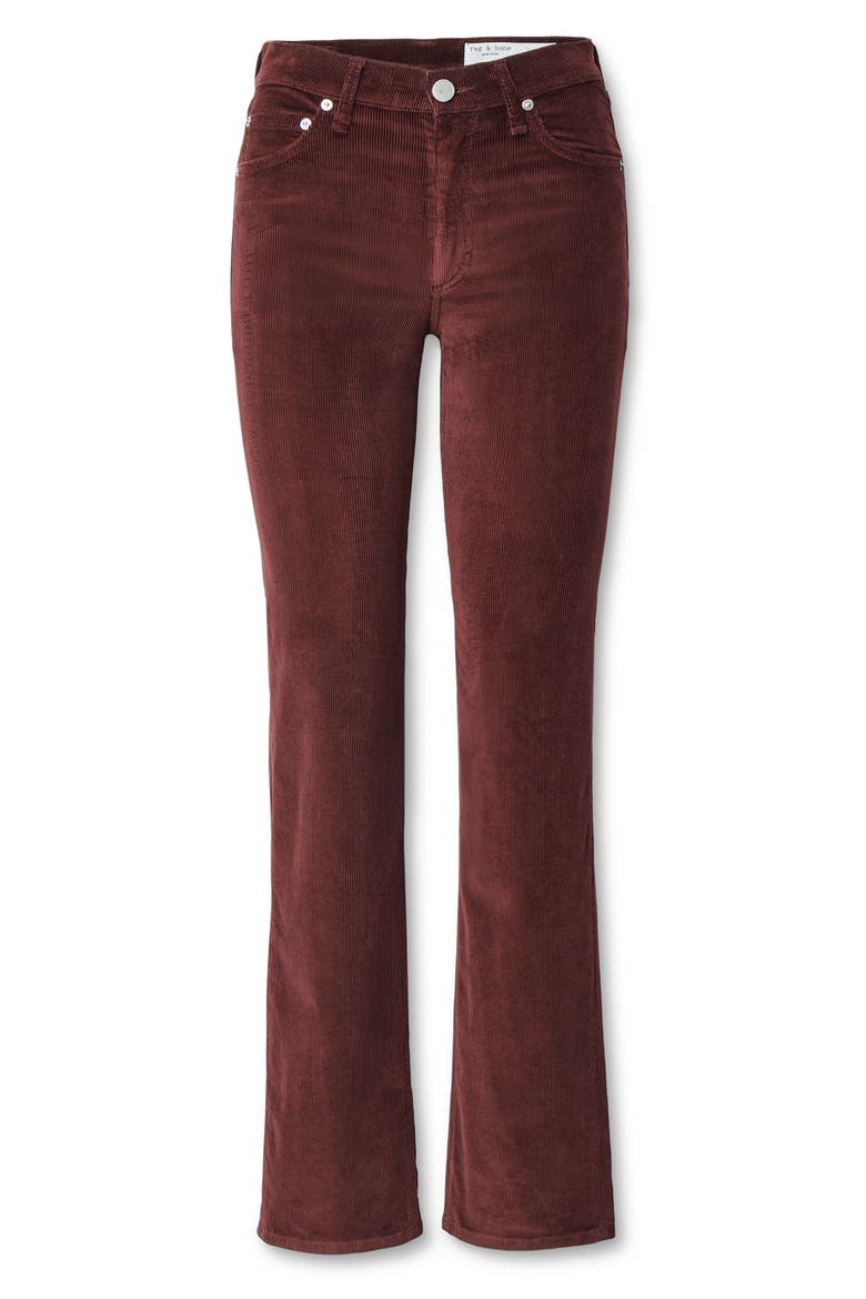 Harlow Mid Rise Slim Straight Leg Corduroy Pants, Alternate, color, DARK BURGUNDY CORDUROY