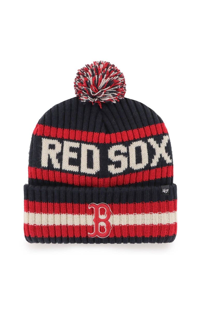 '47 Men's '47 Navy Boston Red Sox Bering Cuffed Knit Hat with Pom, Main, color,