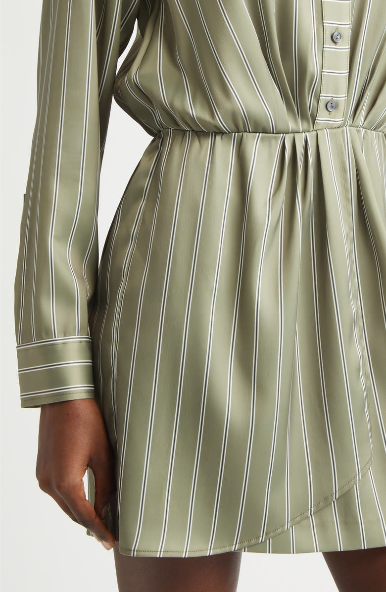 Ramy Brook Theodora Stripe Long Sleeve Dress, Alternate, color, Safari Green Seaside