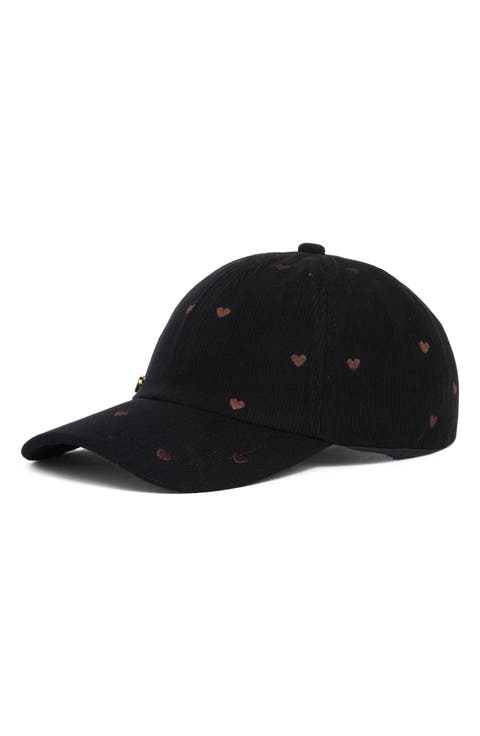 Heart Embroidered Corduroy Baseball Cap