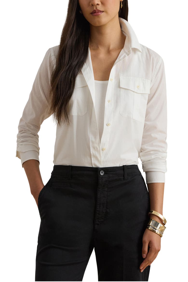 Courtenay Cotton Voile Button-Up Shirt, Main, color, WHITE