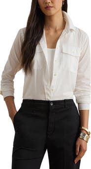 Lauren Ralph Lauren Courtenay Cotton Voile Button-Up Shirt