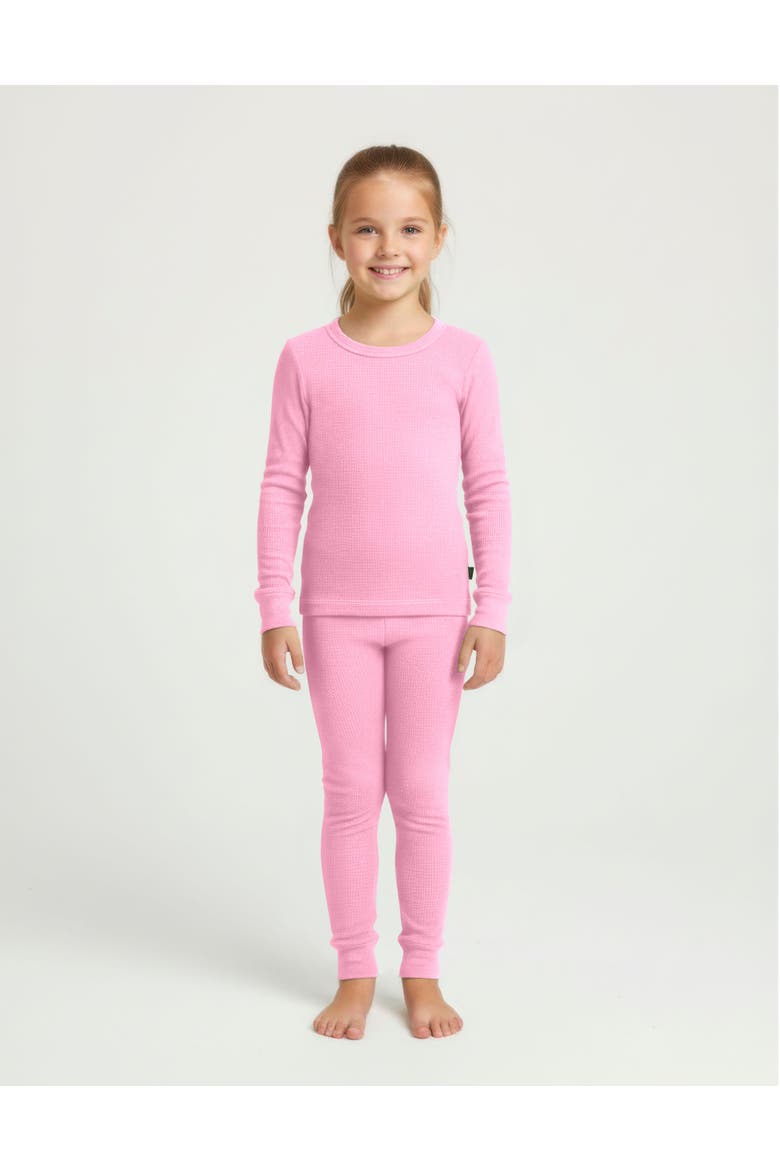 Girls Soft & Cozy Thermal Long Johns 2-Piece Set, Main, color, Bright Light Pink