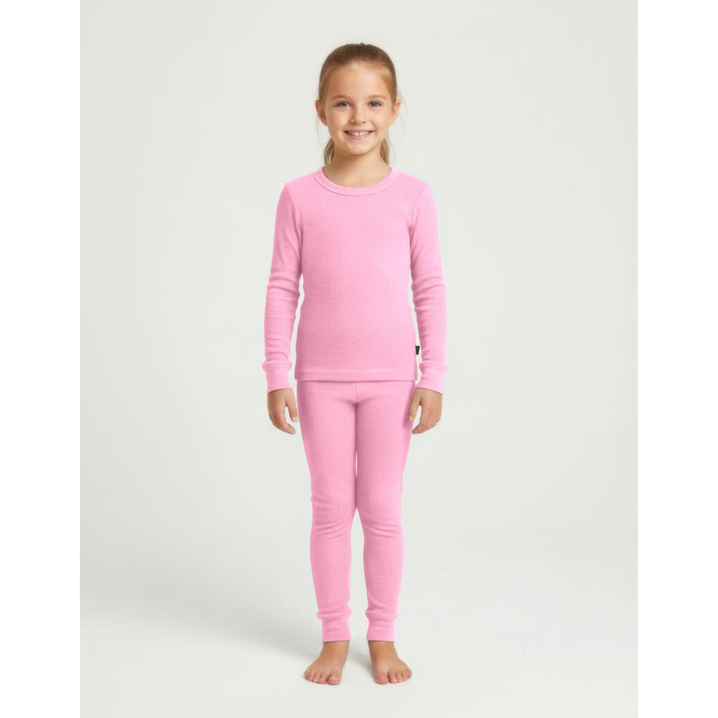 City Threads Kids' Girls Soft & Cozy Thermal Long Johns 2-piece Set In Pink