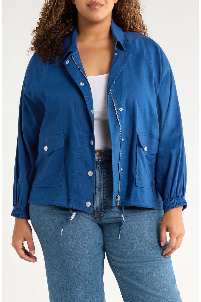 Raglan Sleeve Linen Blend Jacket, Main, color, GODDESS BLUE