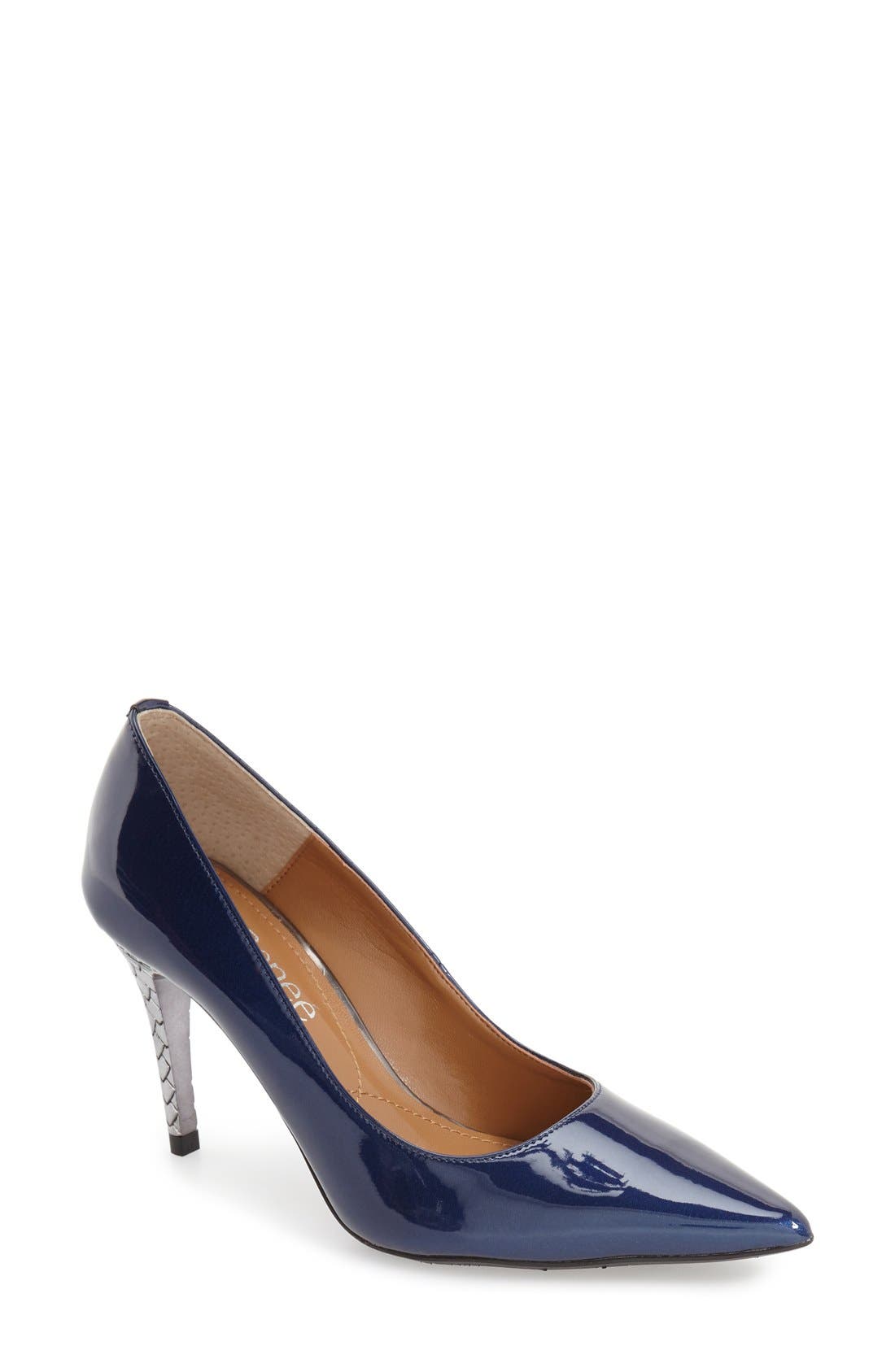 Maressa Pointed Toe Pump, Main, color, NAVY FAUX PATENT