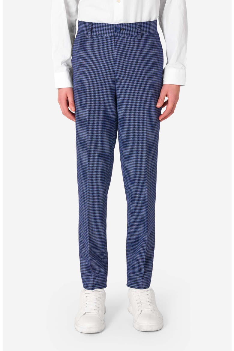 Kids' Daily Navy Houndstooth Check Stretch Suit, Alternate, color, BLUE