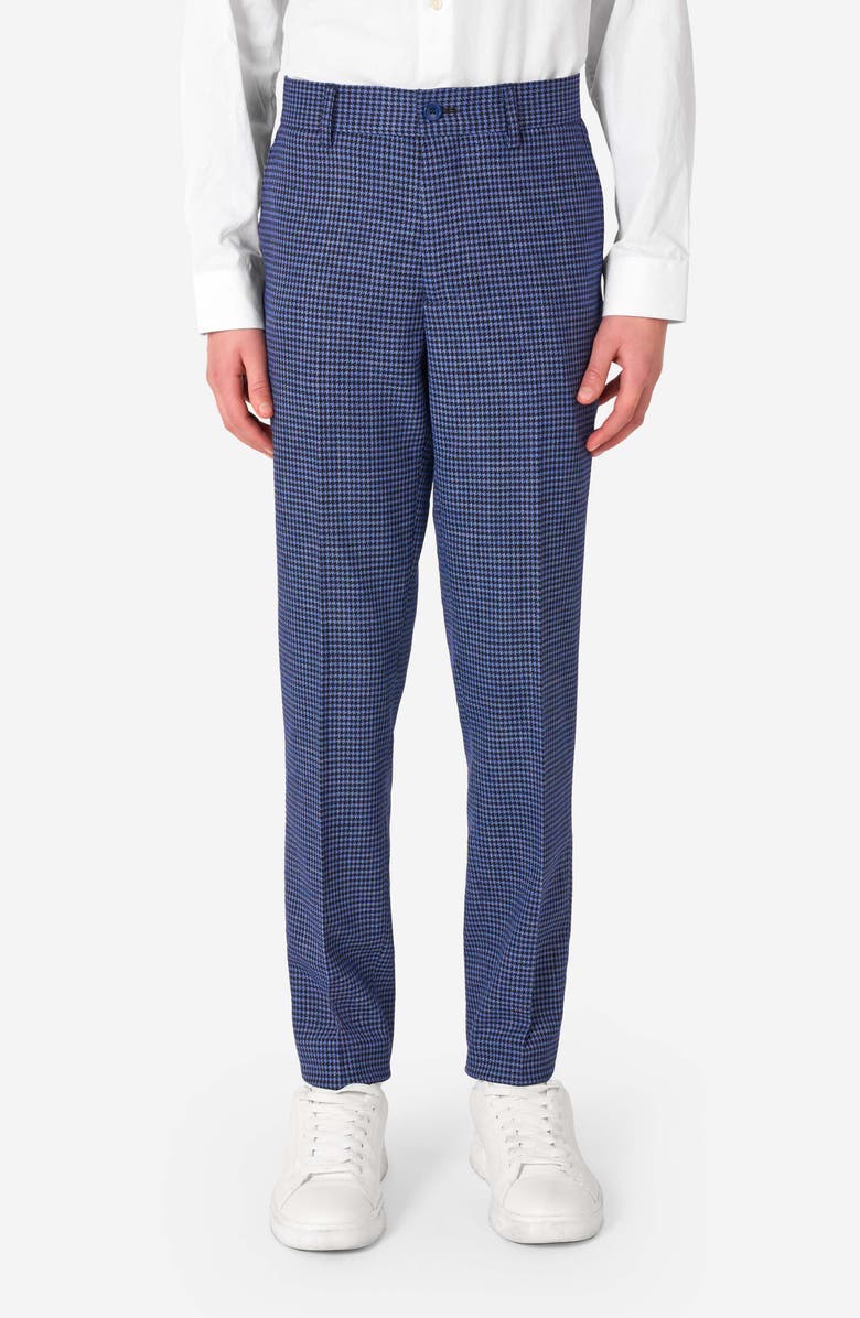OppoSuits Kids' Daily Navy Houndstooth Check Stretch Suit, Alternate, color, Blue