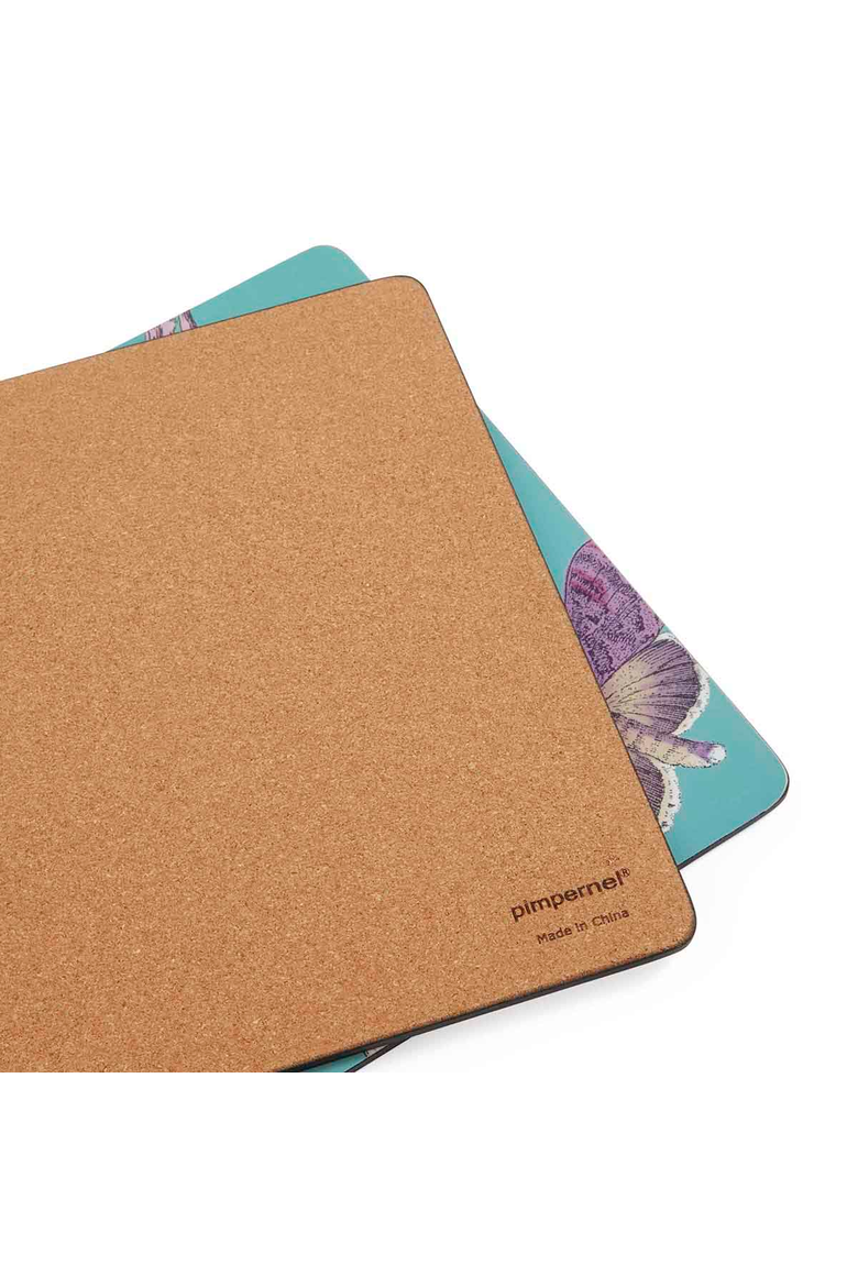 Botanic Garden Flora & Fauna Set of 4 Cork Back Placemats, Alternate, color, Multi