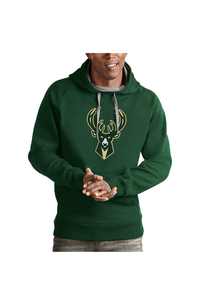 ANTIGUA Men's Antigua Green Milwaukee Bucks Team Logo Victory Pullover Hoodie, Alternate, color, Green
