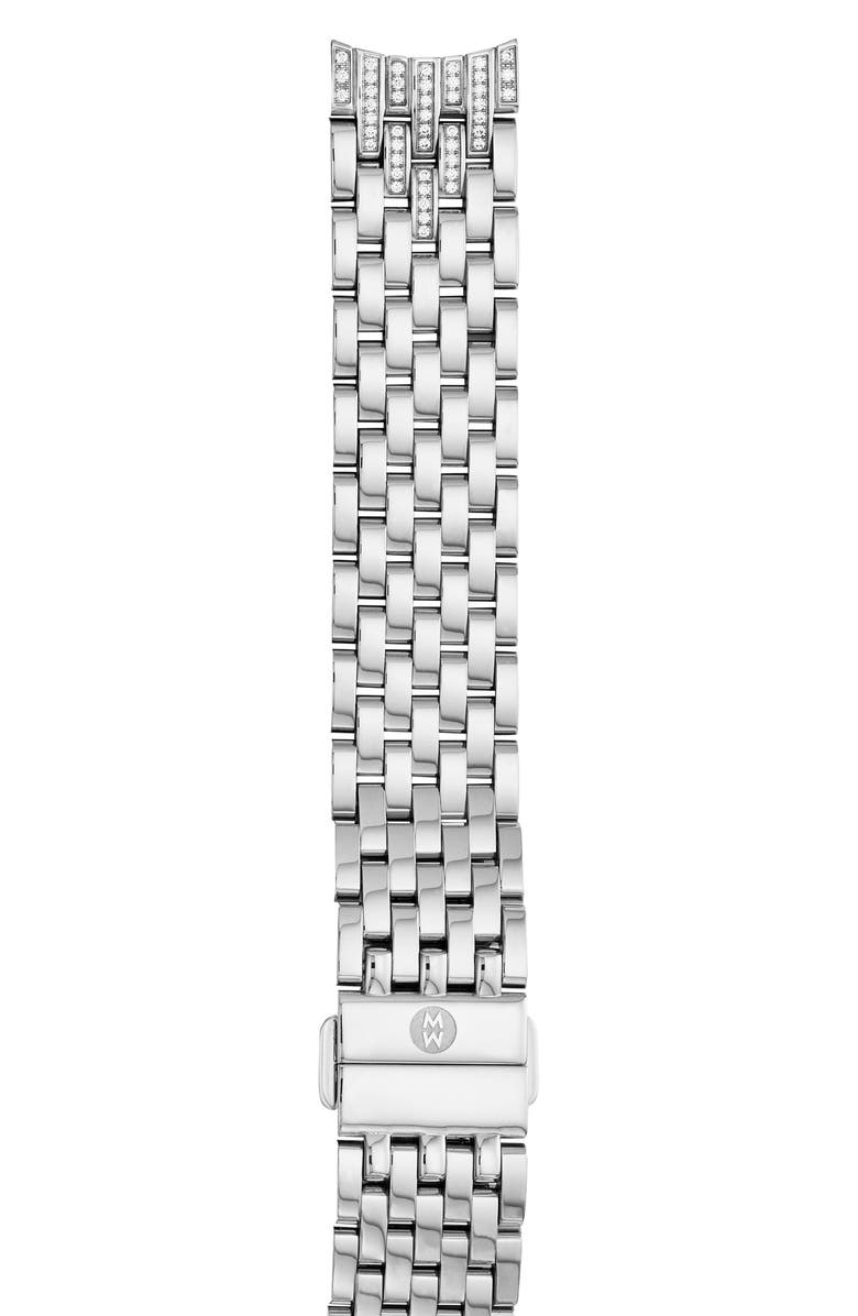 MICHELE Sidney Diamond 18mm Bracelet Watch Band, Main, color, Silver