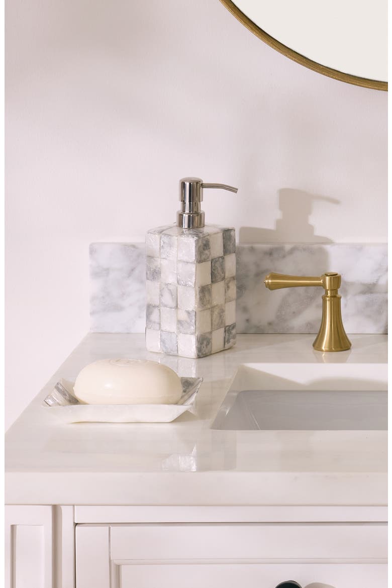 Sterling Check Capiz Soap Pump, Alternate, color, STERLING