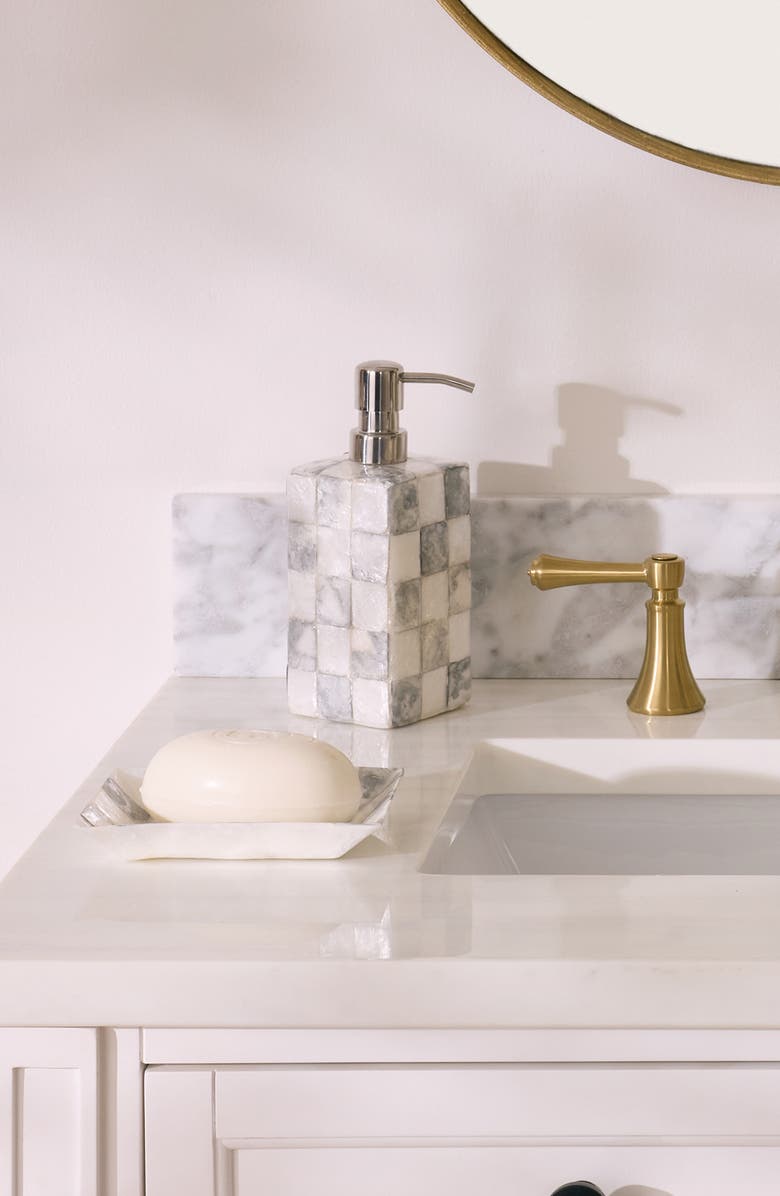 MACKENZIE CHILDS Sterling Check Capiz Soap Pump, Alternate, color, Sterling