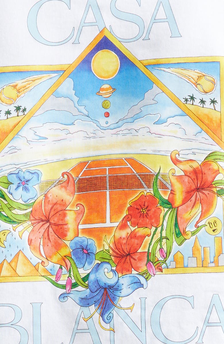 Casablanca Tennis Landscape Classic Organic Cotton Graphic T-Shirt, Alternate, color, Bright White Jersey