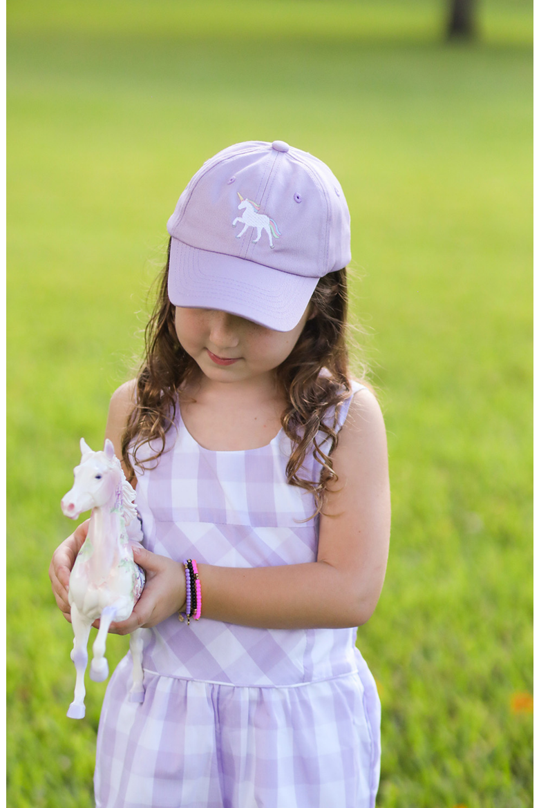 Rainbow Unicorn Twill Bow Baseball Hat, Alternate, color, Lavender