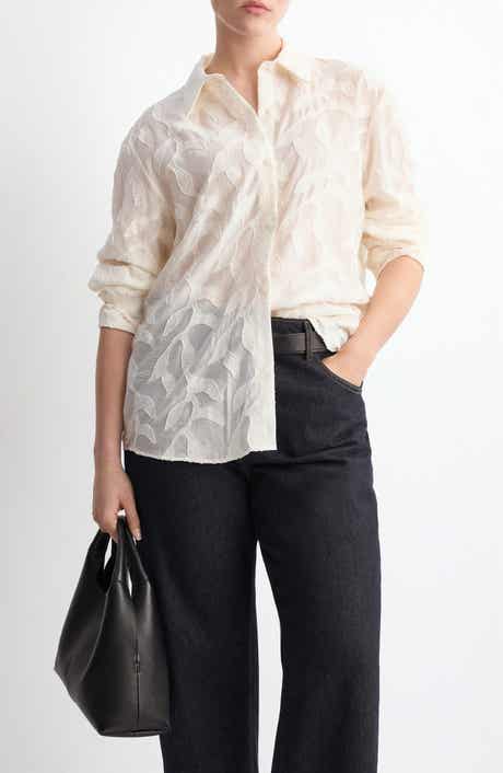 Floral Embroidery Button-Up Shirt
