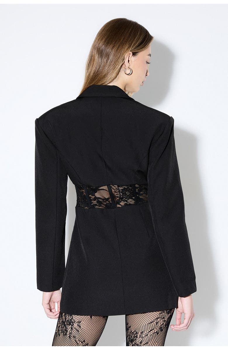 MissPap Lace Inserted Corset Blazer Dress, Alternate, color, Black