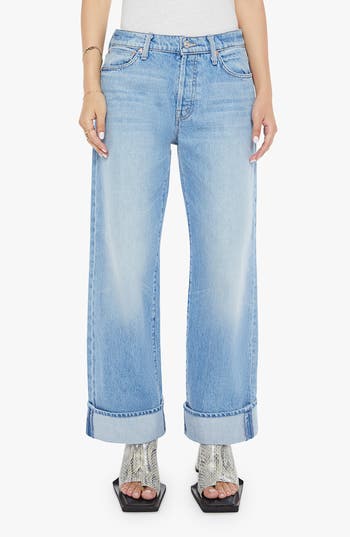 Mother Lil Dodger Button Hover Cuff Wide Leg Jeans In Funk N Flair