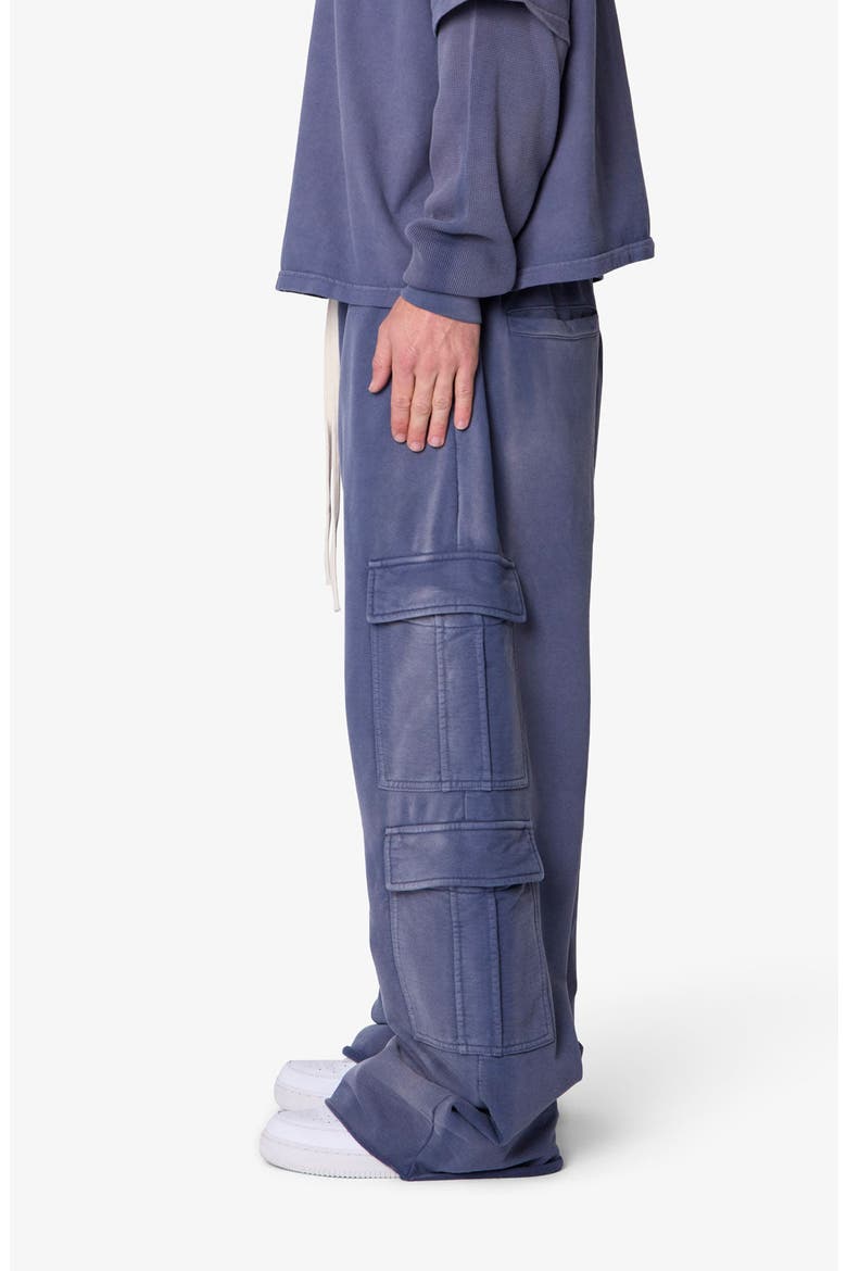 Ultra Baggy Cotton Flece Cargo Sweatpants, Alternate, color, WASHED NAVY