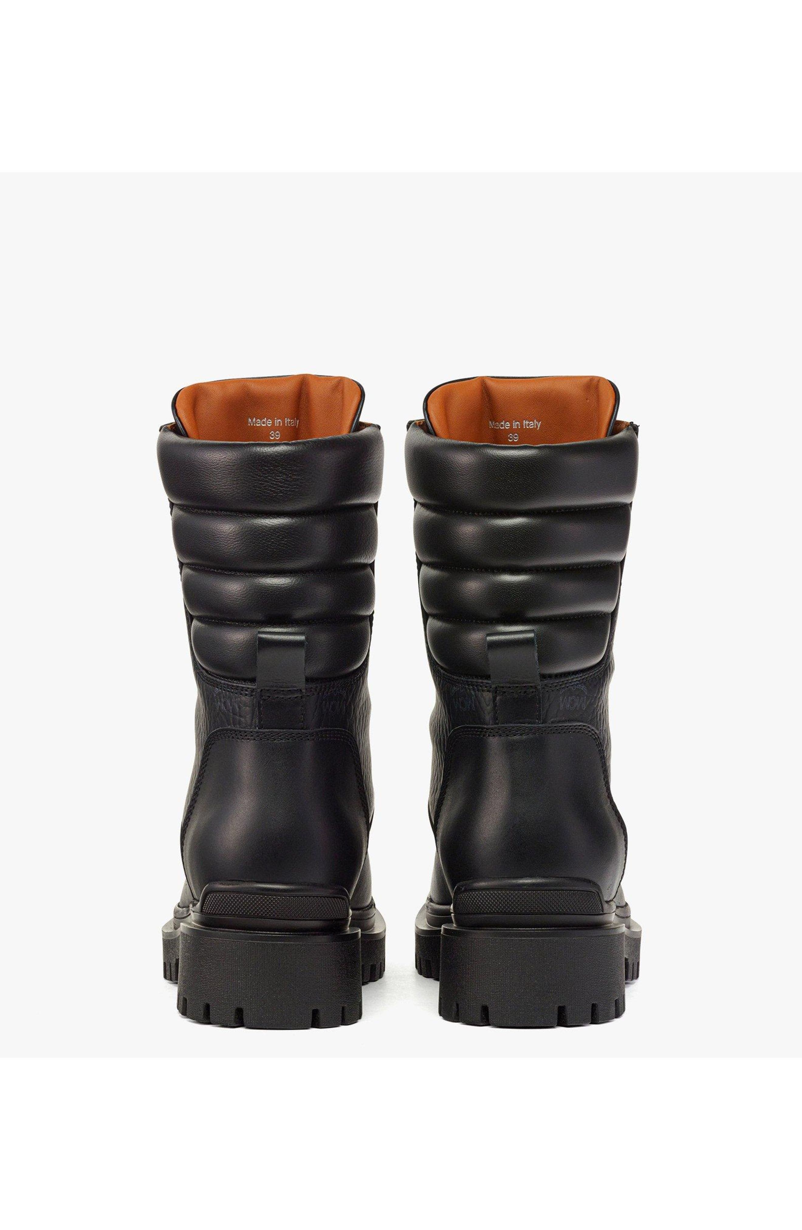 MCM Visetos Boots in Calf Leather, Alternate, color, Black