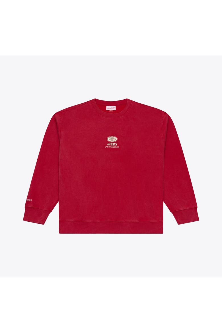 Men's Mitchell & Ness Scarlet San Francisco 49ers Core Essentials Micro Logo Fleece Sweatshirt, Main, color, Scarlet