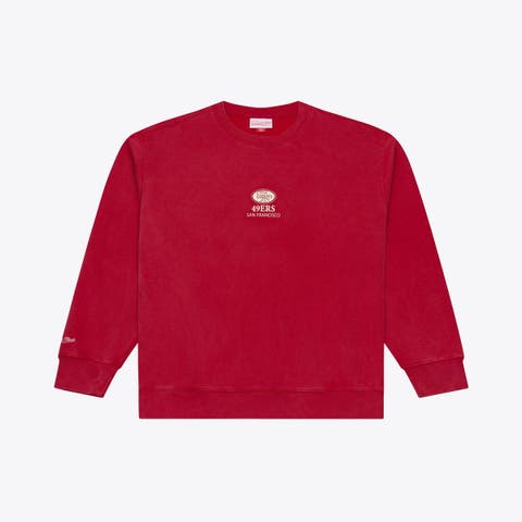 Men's Mitchell & Ness Scarlet San Francisco 49ers Core Essentials Micro Logo Fleece Sweatshirt
