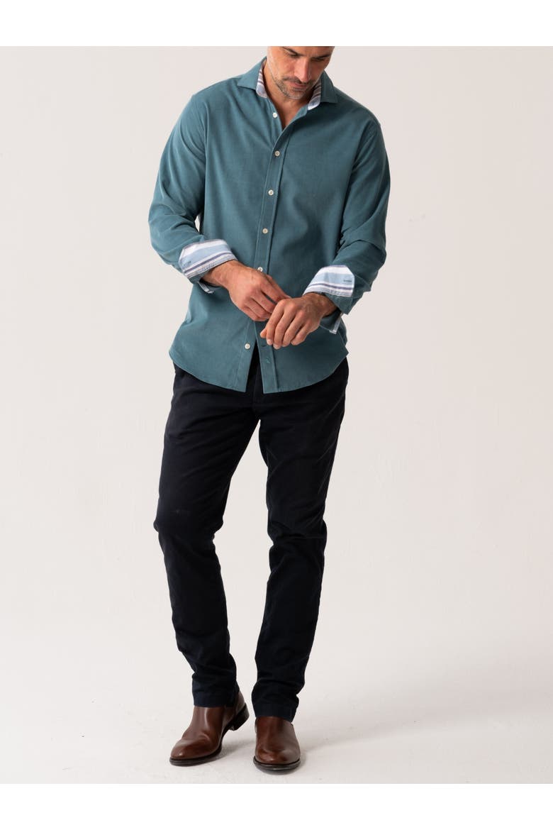 Corduroy Long Sleeve Shirt, Alternate, color, Petrol Blue