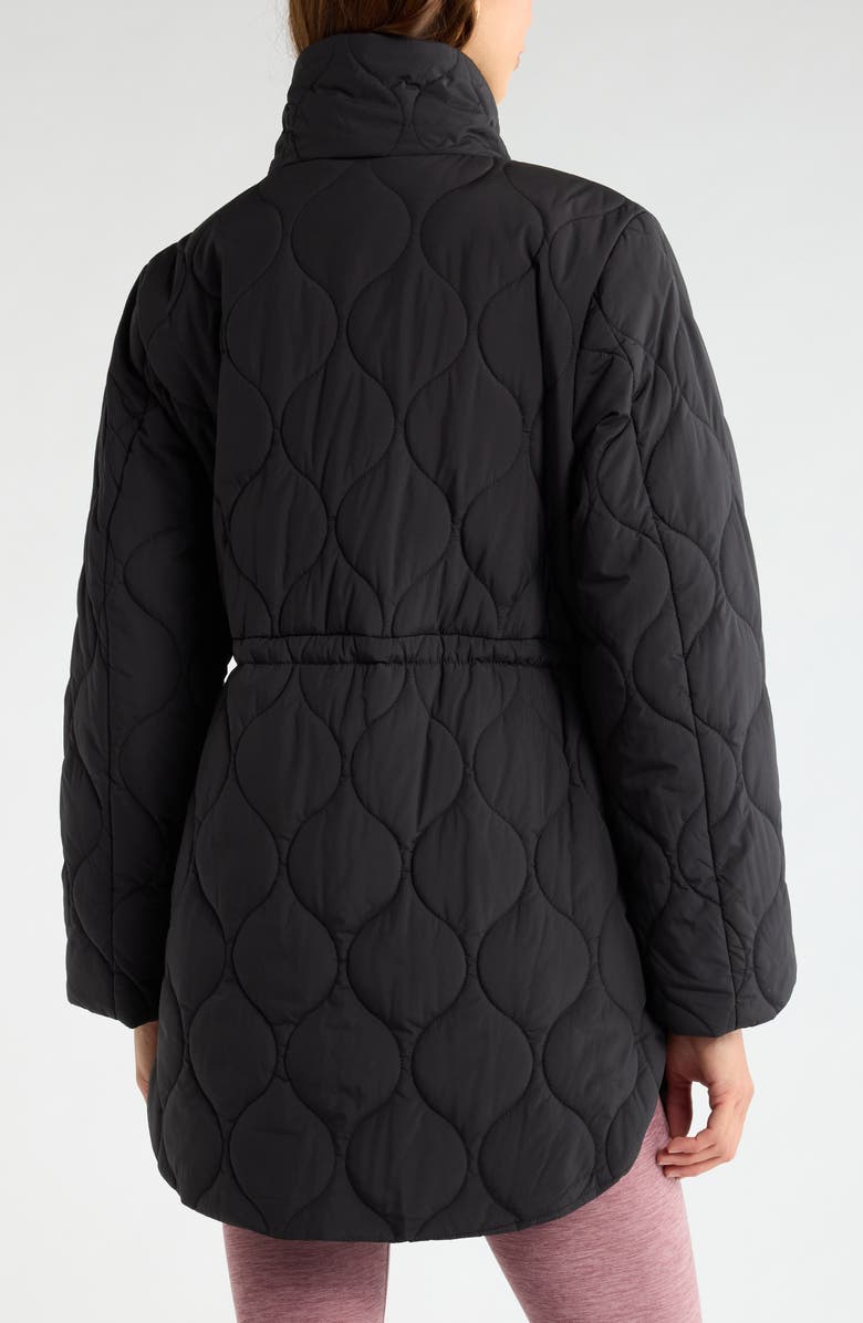Zella Skyline Longline Quilted Jacket, Alternate, color, Black