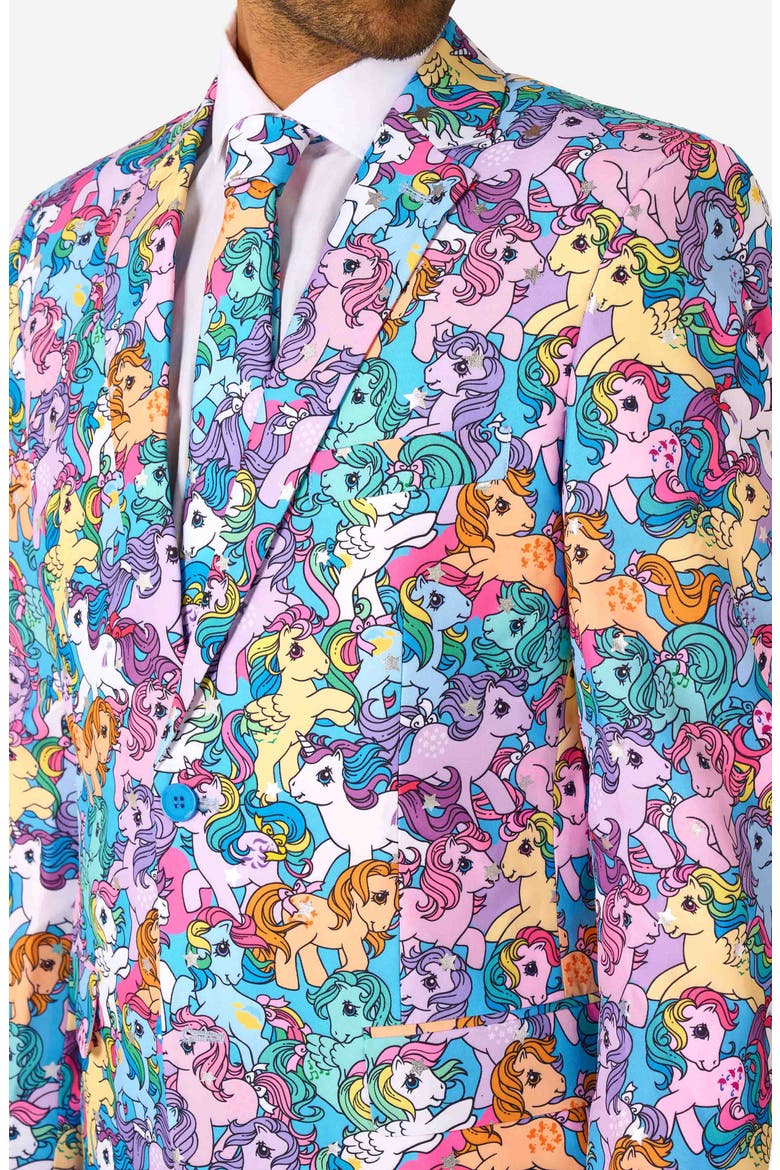 x My Little Pony Slim Fit Two-Piece Suit & Tie Set, Alternate, color, BLACK/PINK MULTI