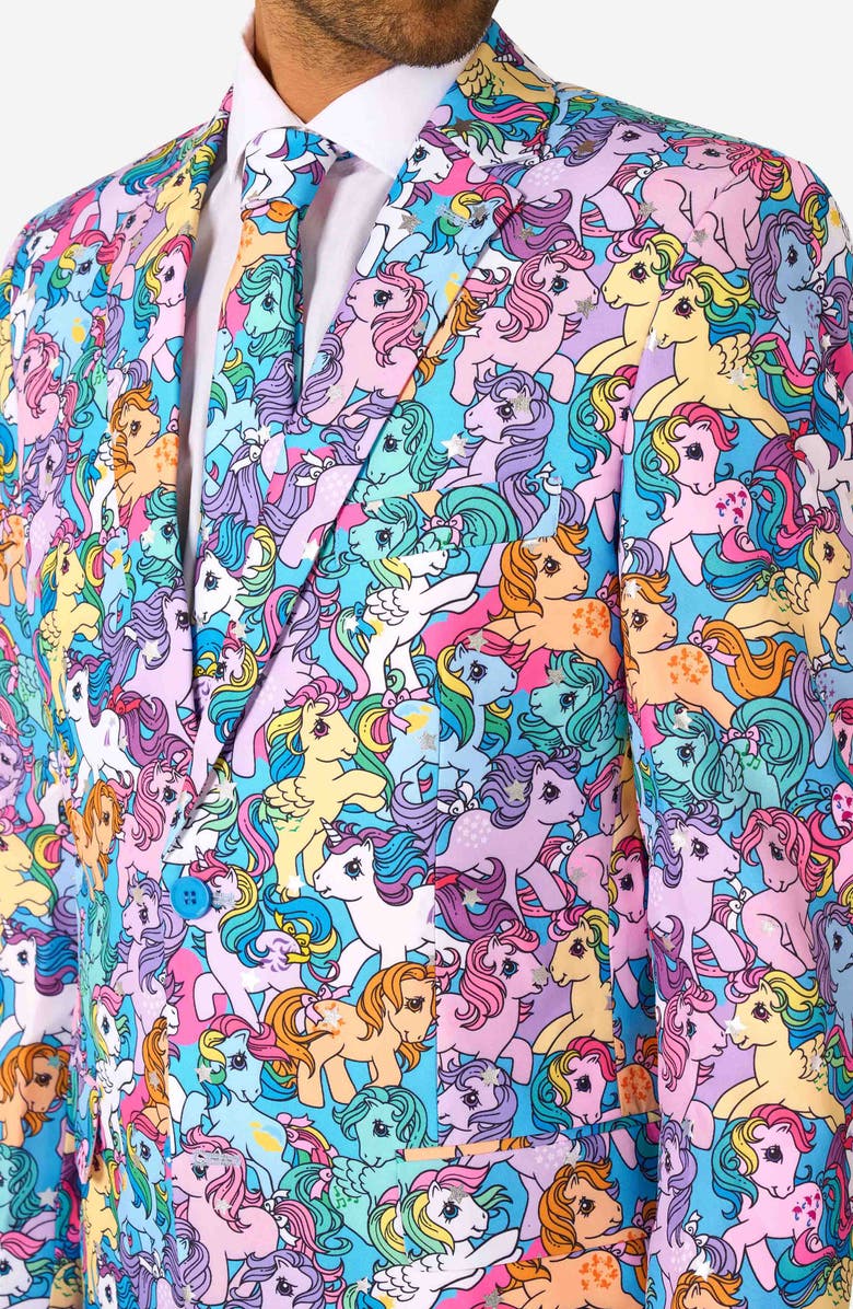 OppoSuits x My Little Pony Slim Fit Two-Piece Suit & Tie Set, Alternate, color, Black/Pink Multi