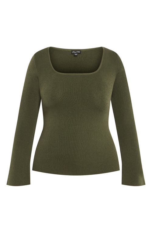 City Chic Brooklyn Rib Sweater In Green
