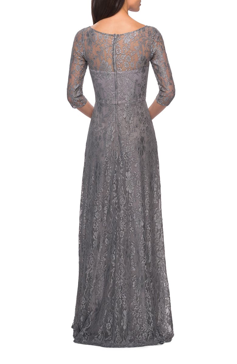 La Femme Lace A-Line Gown, Alternate, color, 