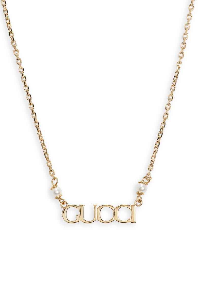 Gucci Script Necklace, Main, color,