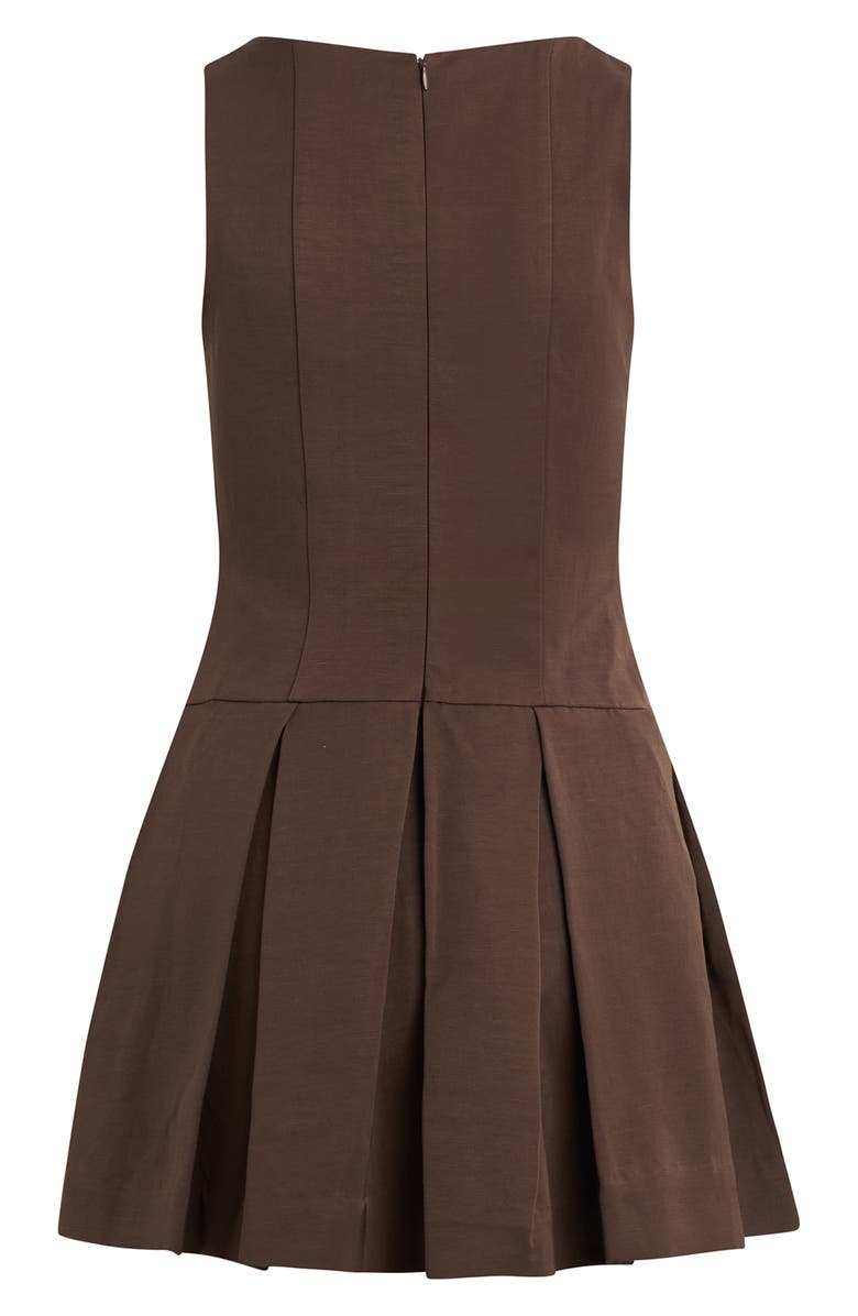 Favorite Daughter x 'Nobody Wants This' Anything Can Happen Pleated Minidress, Alternate, color, Espresso