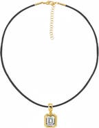 BY ADINA EDEN Colored CZ Emerald Bezel Pendant & Rope Chain Choker Necklace